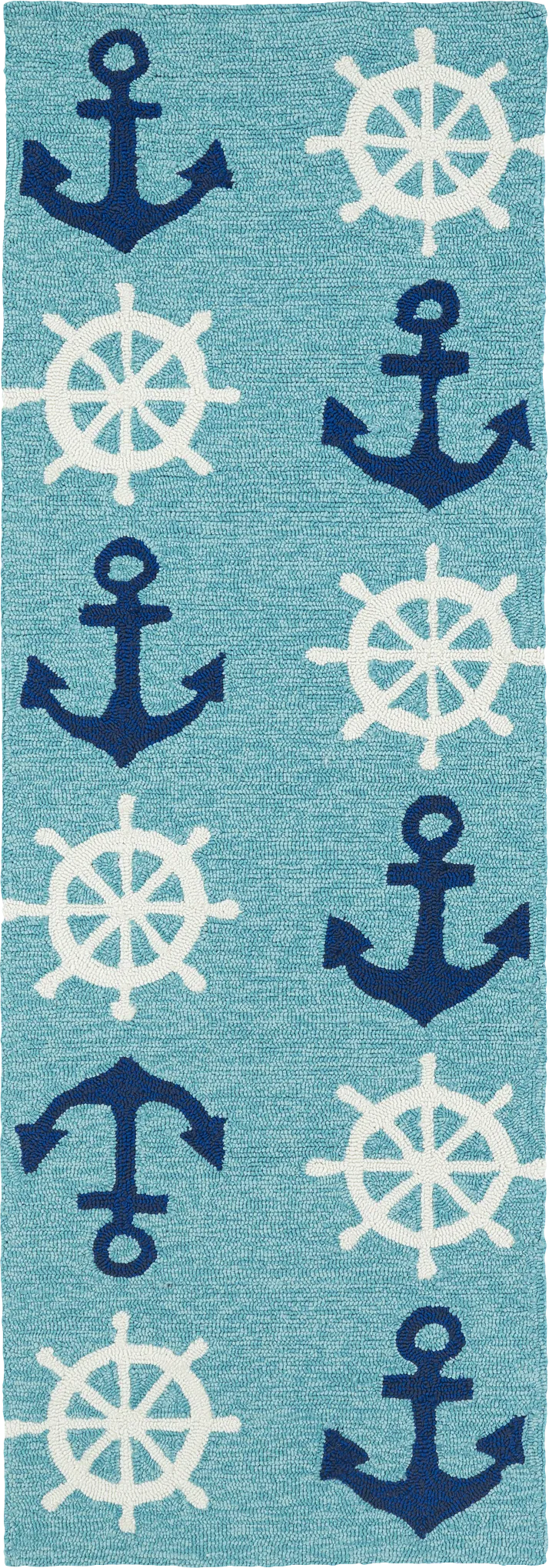 Nautical Life Blue 2' x 6' Indoor/Outdoor Rug - Image 1