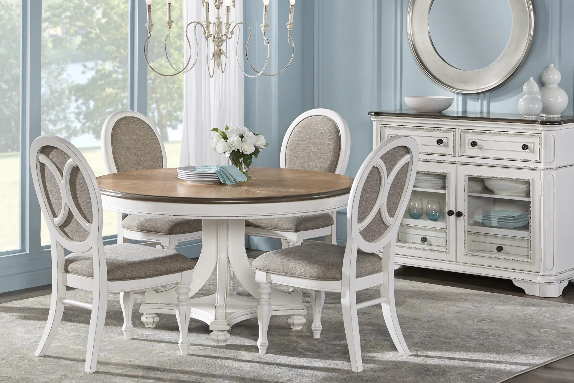 French Market White Round Dining Table - Image 1