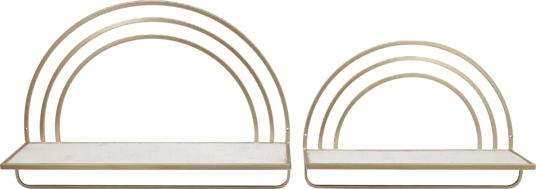 Telatha Gold Wall Shelf, Set of 2