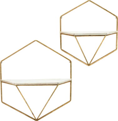 Parmenas Gold Wall Shelf, Set of 2