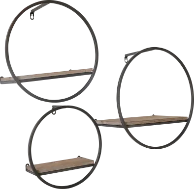 Olearry Brown Wall Shelf, Set of 3