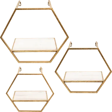 Midwoode Gold Wall Shelf, Set of 3