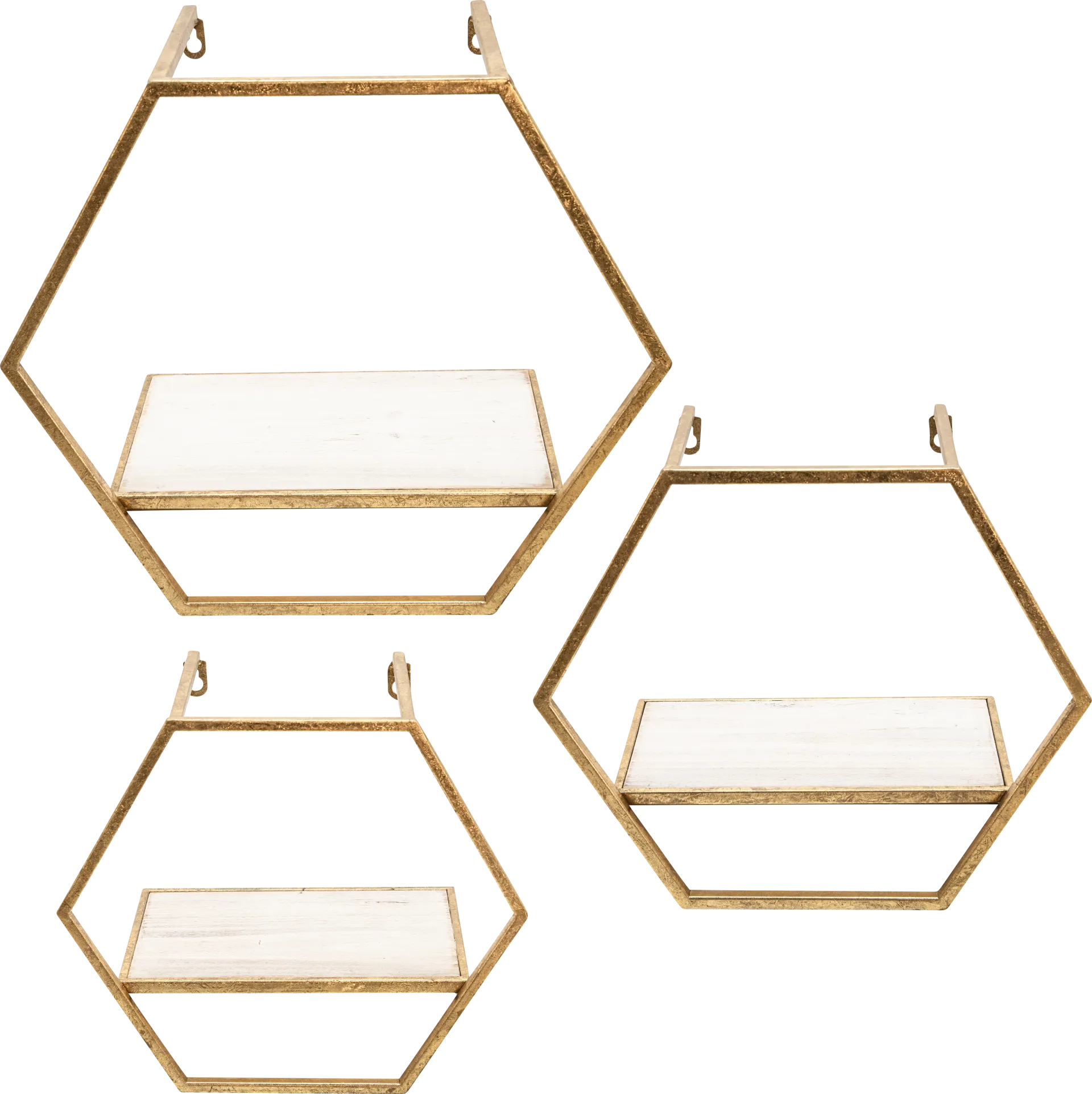 Midwoode Gold Wall Shelf, Set of 3 - Image 1