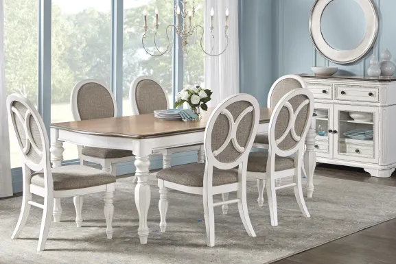 French Market White 5 Pc Rectangle Dining Room with Oval Chairs