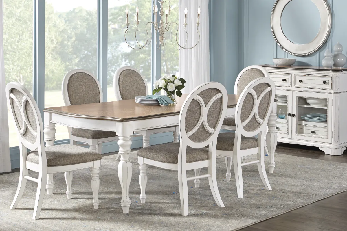 French Market White 5 Pc Rectangle Dining Room with Oval Chairs