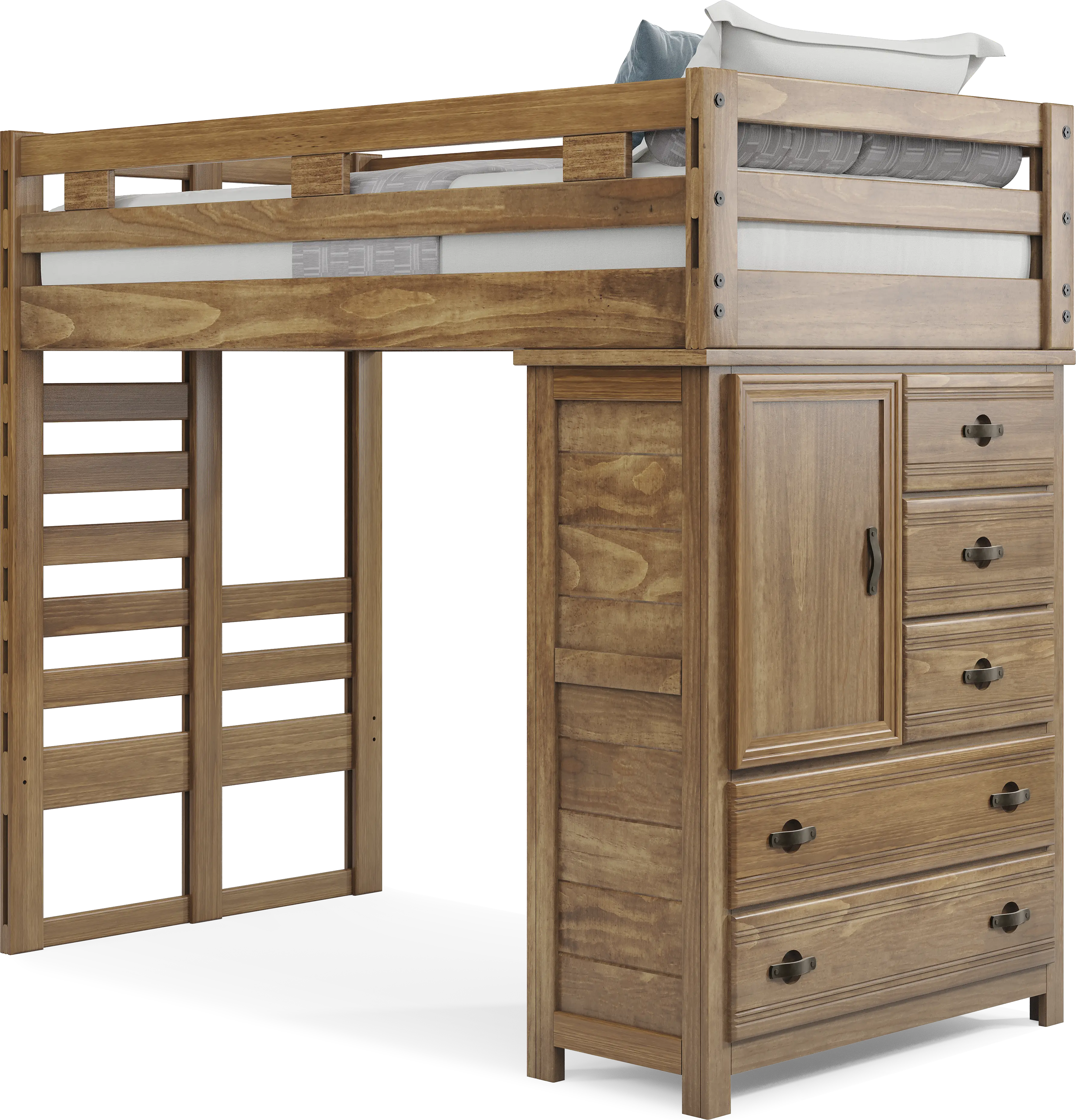 Kids Creekside 2.0 Chestnut Twin Loft with Chest - Thumbnail - Image 1