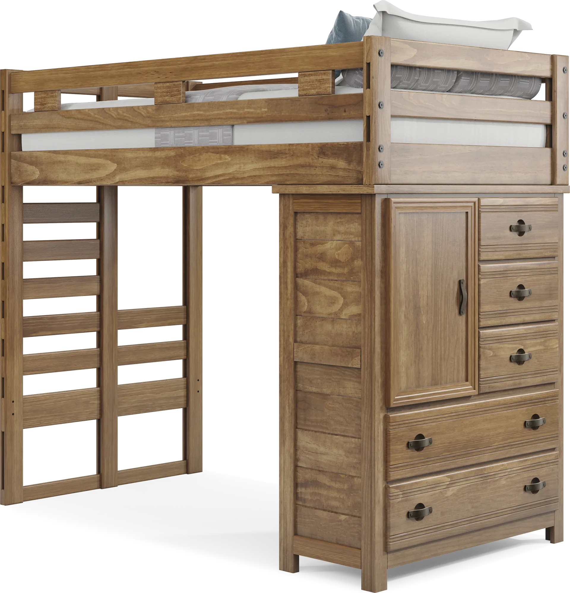 Kids Creekside 2.0 Chestnut Twin Loft with Chest - Image 1