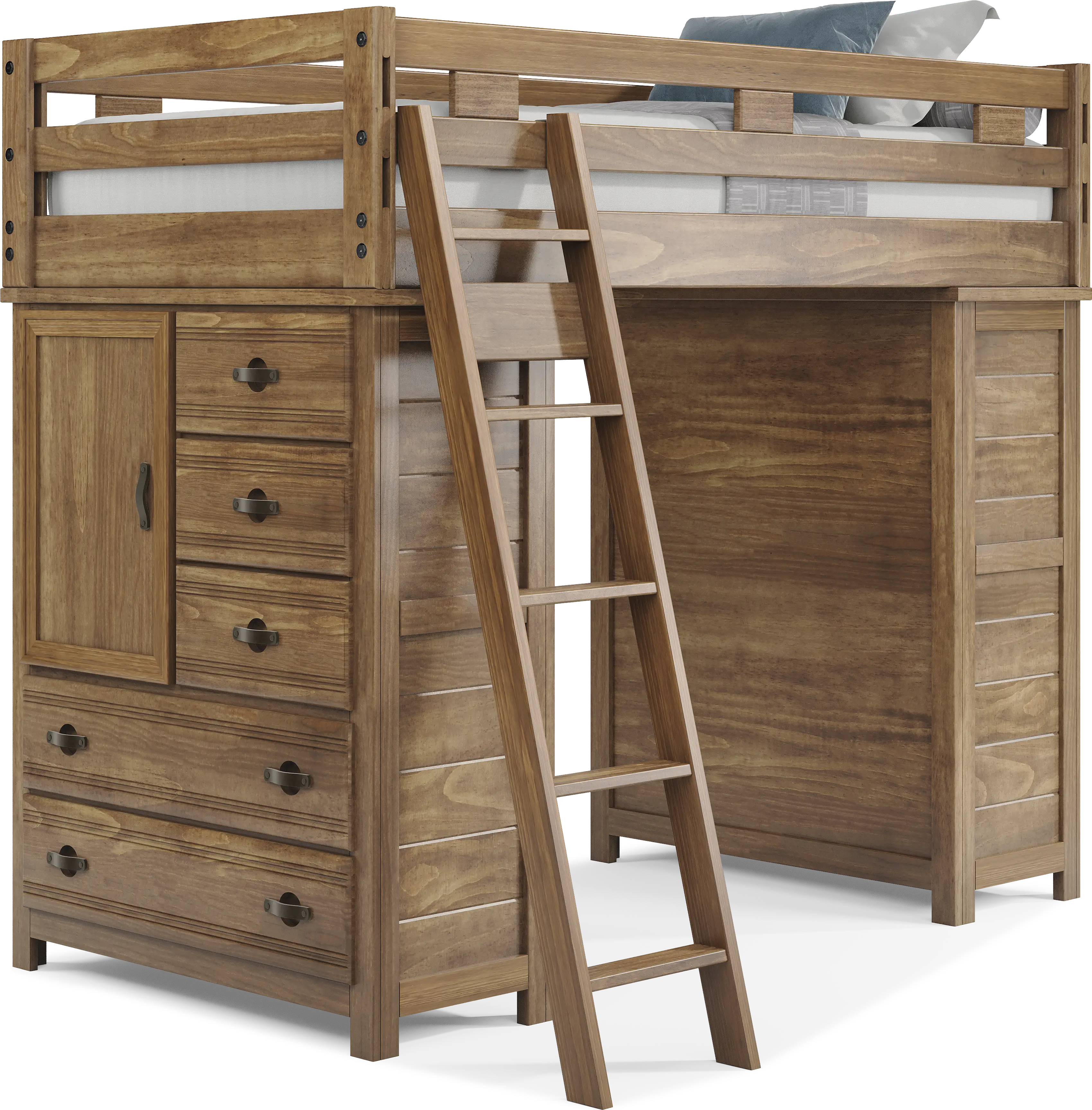 Kids Creekside 2.0 Chestnut Twin Loft with 2 Loft Chests - Thumbnail - Image 1