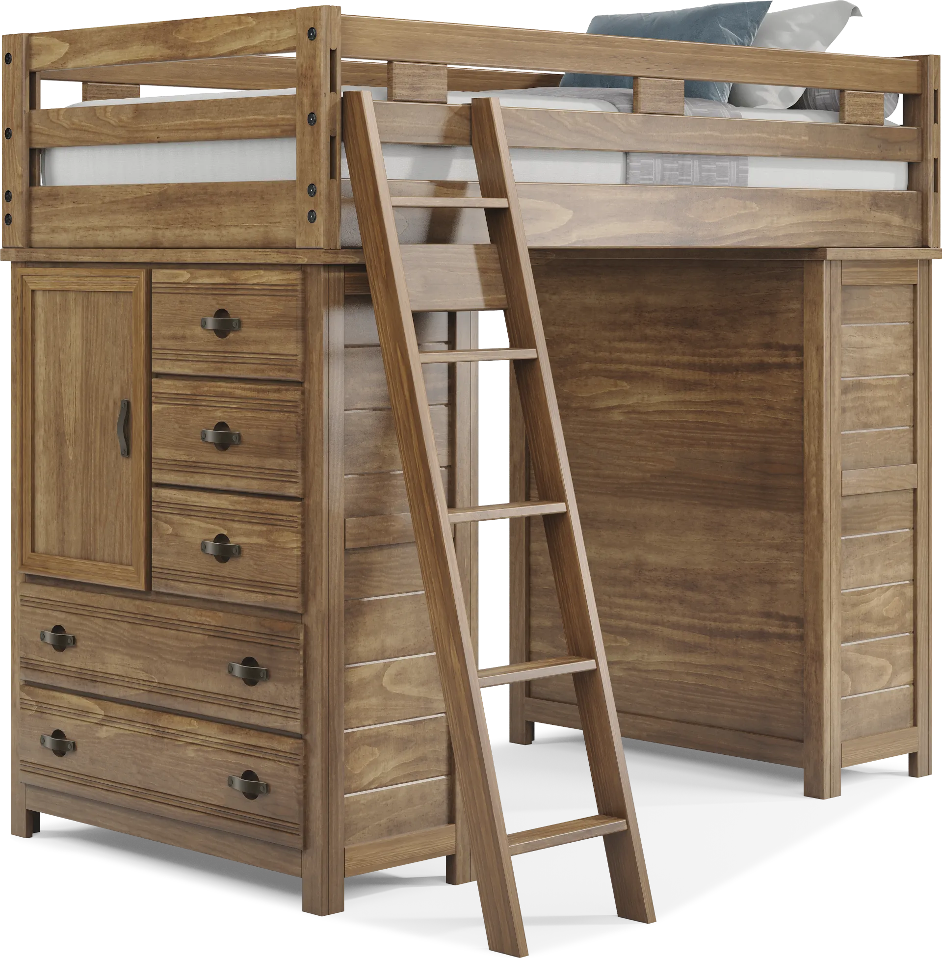 Kids Creekside 2.0 Chestnut Twin Loft with 2 Loft Chests - Image 1