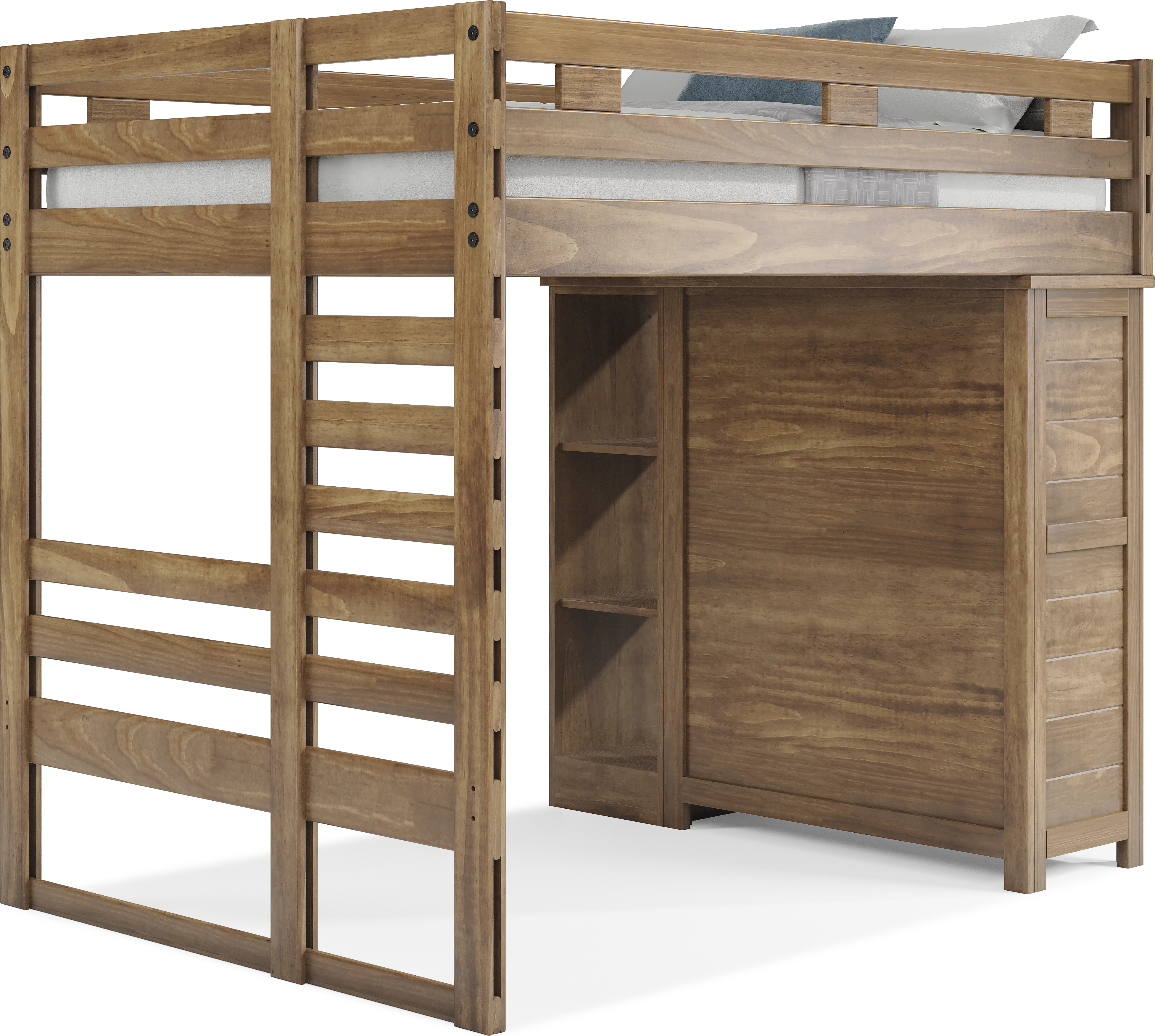 Kids Creekside 2.0 Chestnut Full Loft with Loft Chest and Bookcase - Thumbnail - Image 1