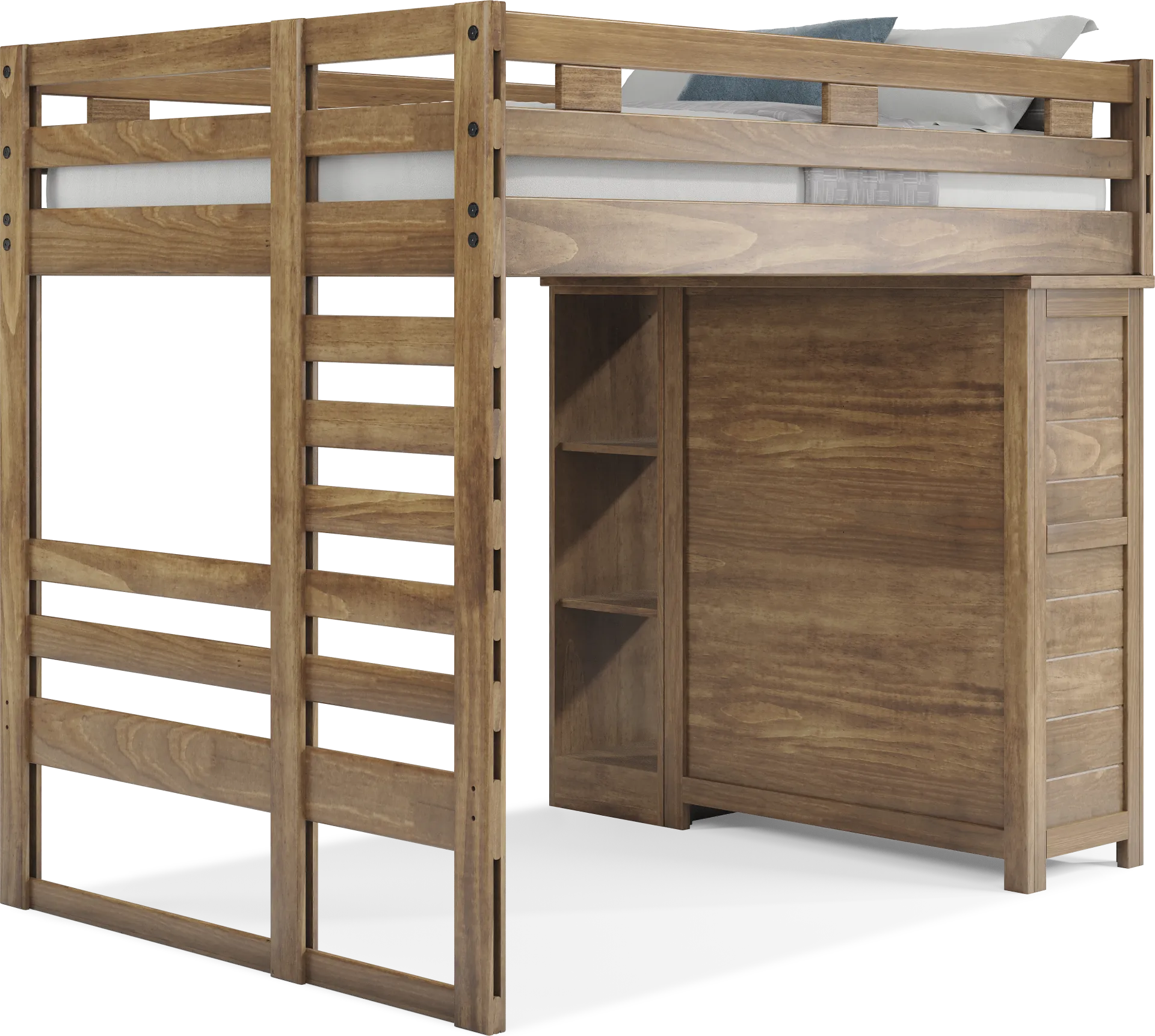 Kids Creekside 2.0 Chestnut Full Loft with Loft Chest and Bookcase - Image 1