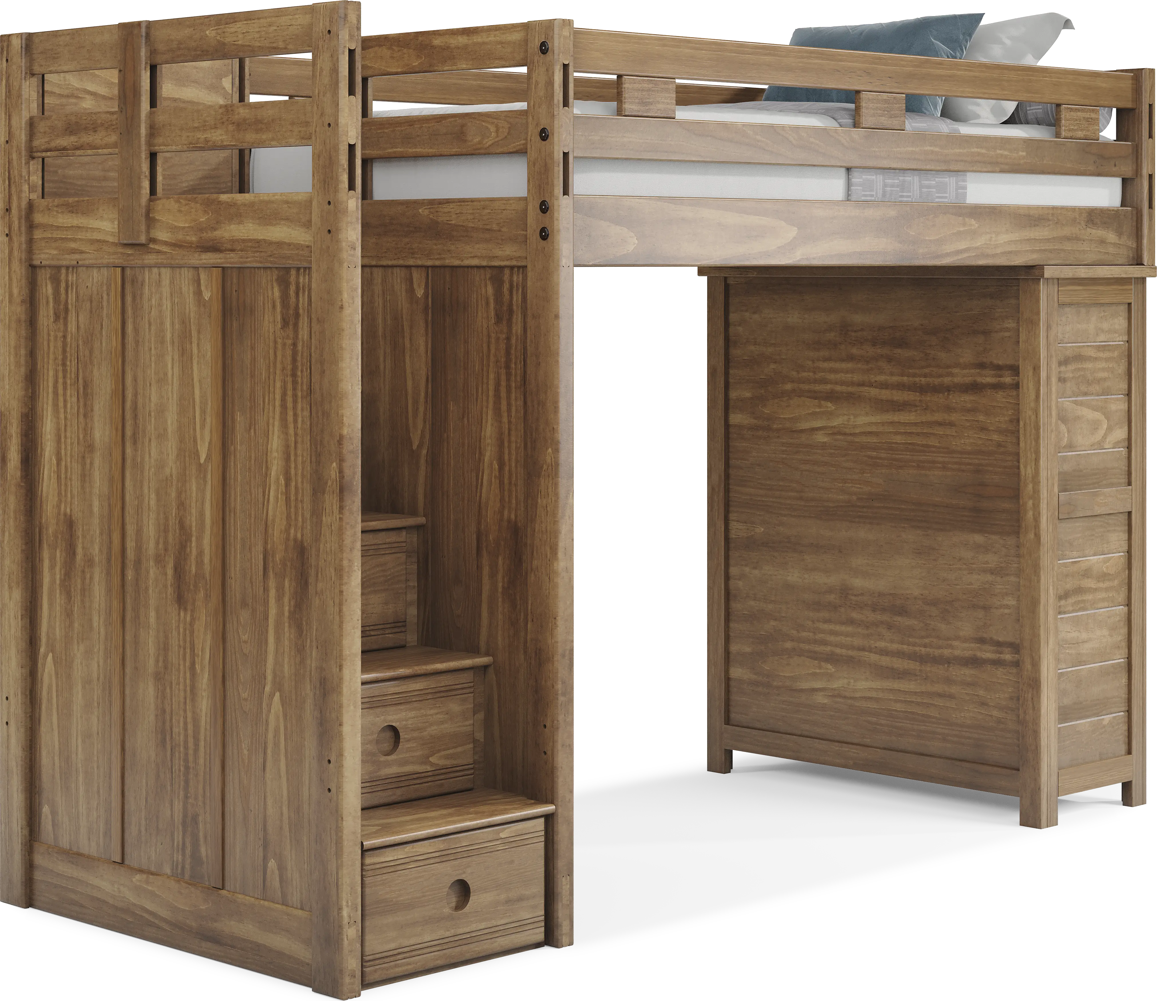 Kids Creekside 2.0 Chestnut Twin Step Loft with Loft Chest - Thumbnail - Image 1