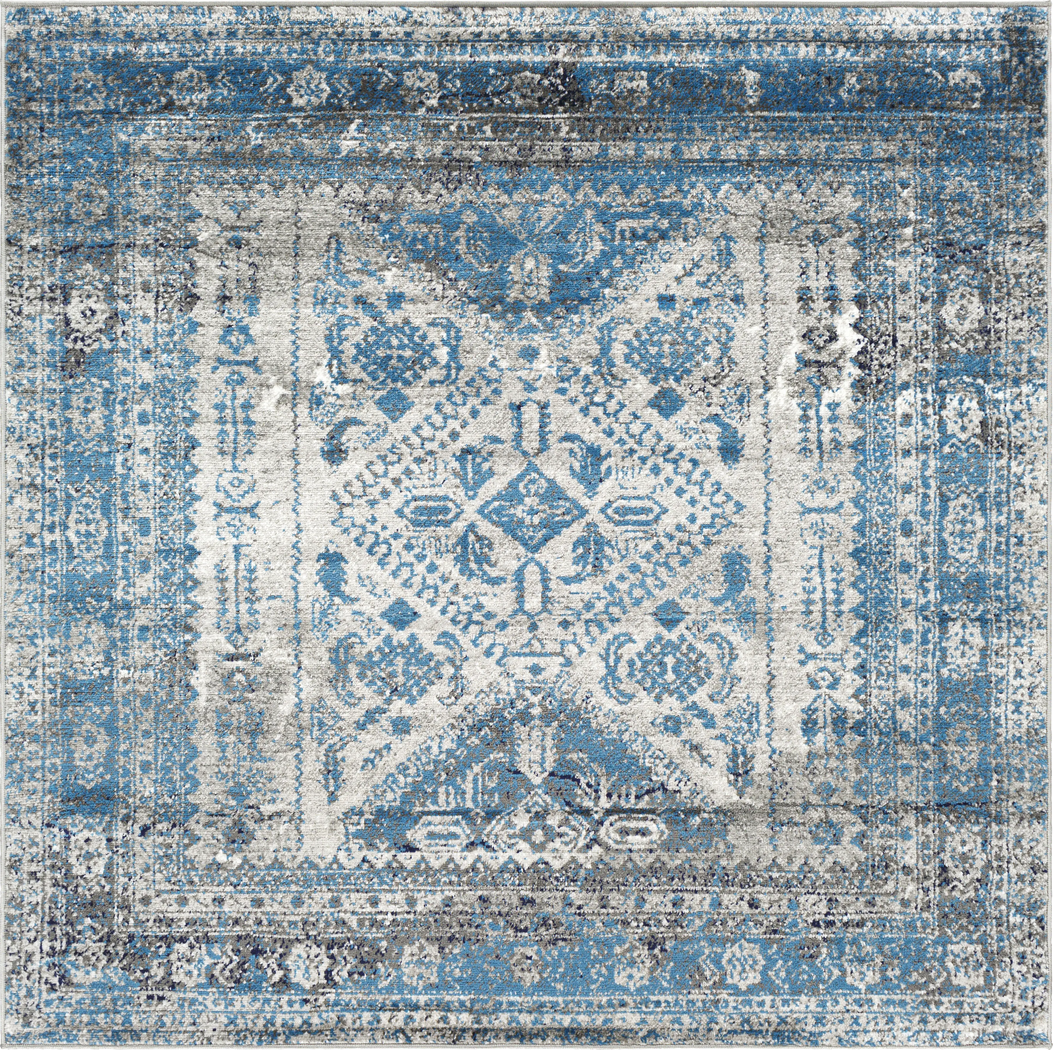 Transcom II Gray 5'3 Square Rug - Thumbnail - Image 1