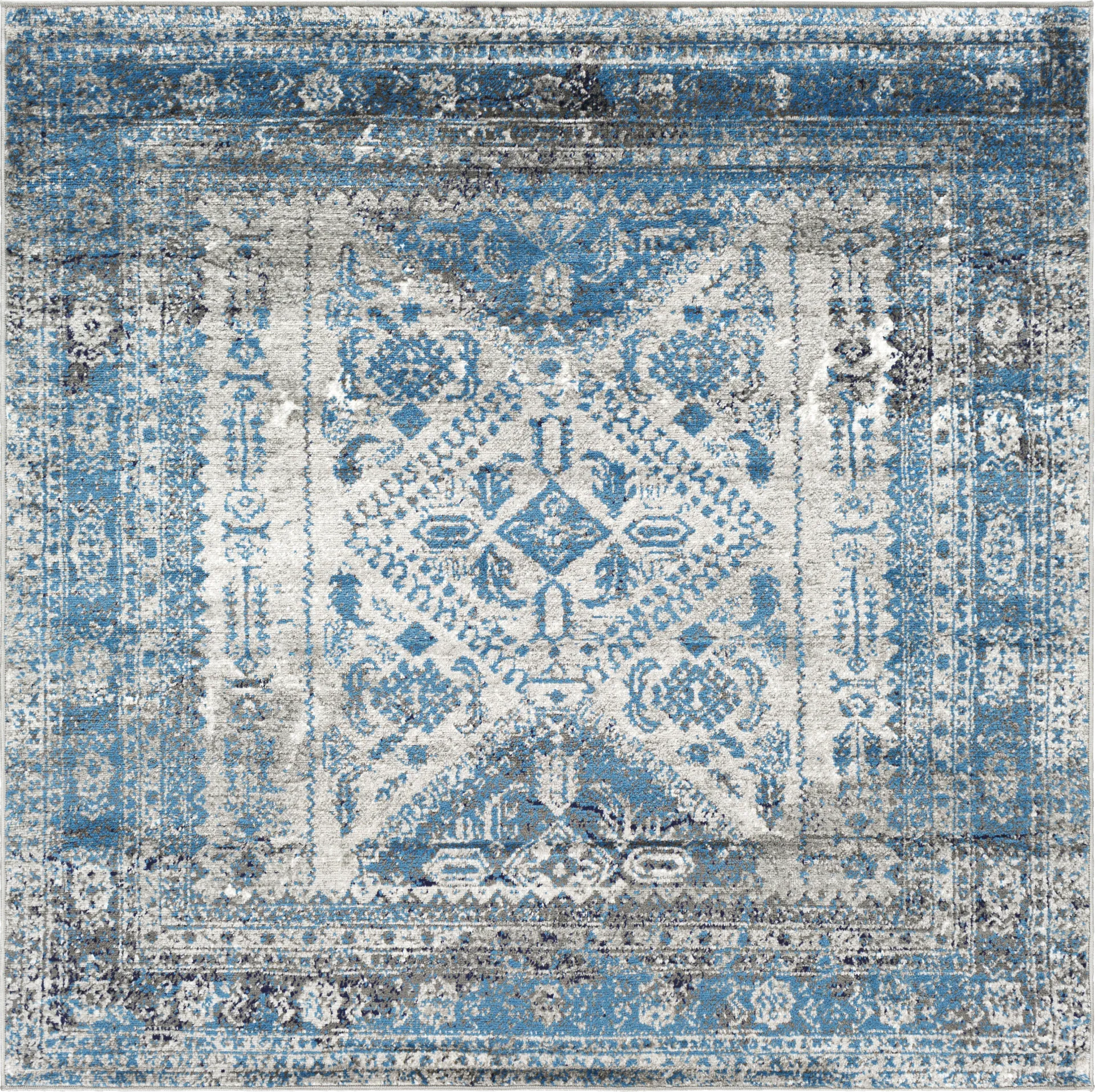 Transcom II Gray 5'3 Square Rug - Image 1