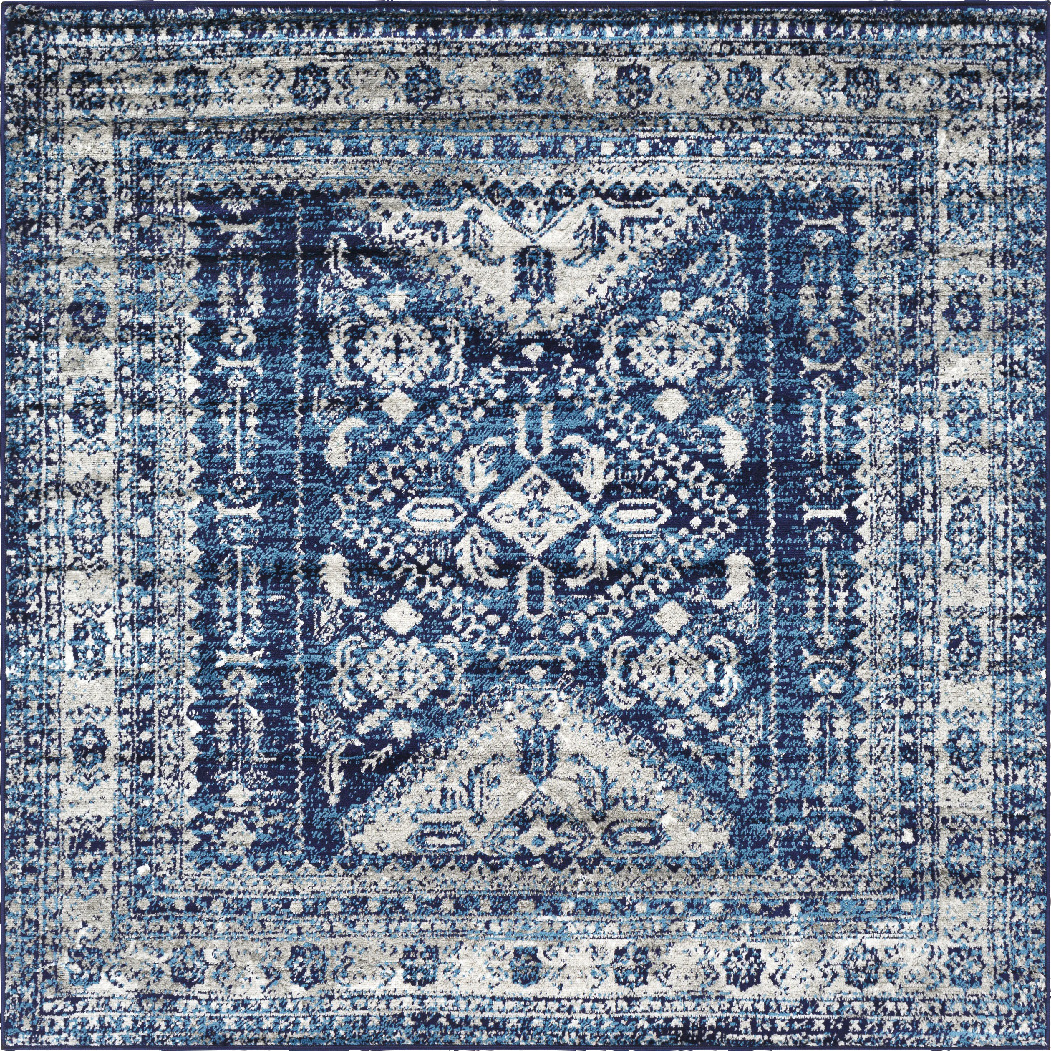 Transcom IV Navy 5'3 Square Rug - Thumbnail - Image 1