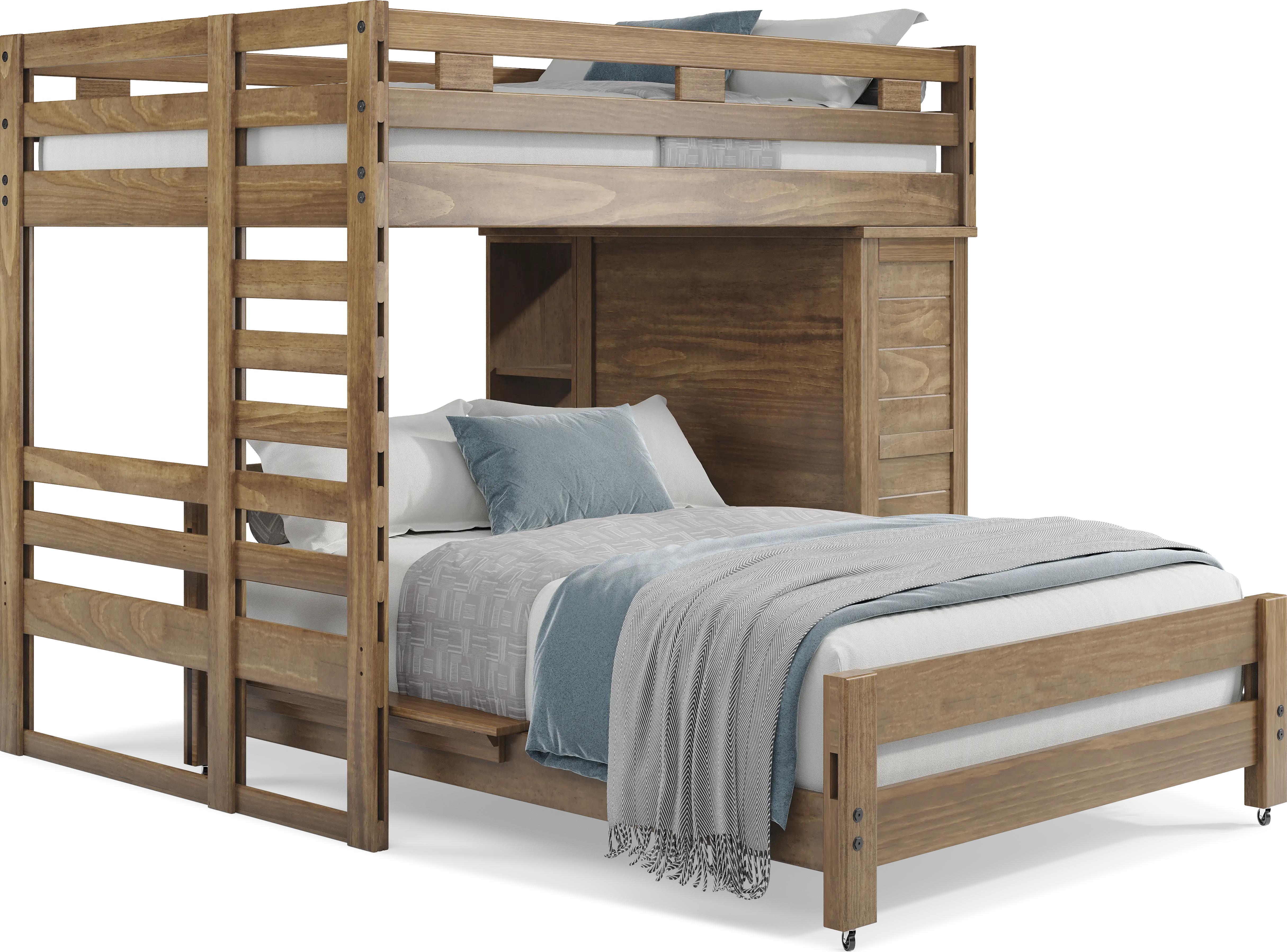 Kids Creekside 2.0 Chestnut Full/Full Loft with Loft Chest and Bookcase - Thumbnail - Image 1