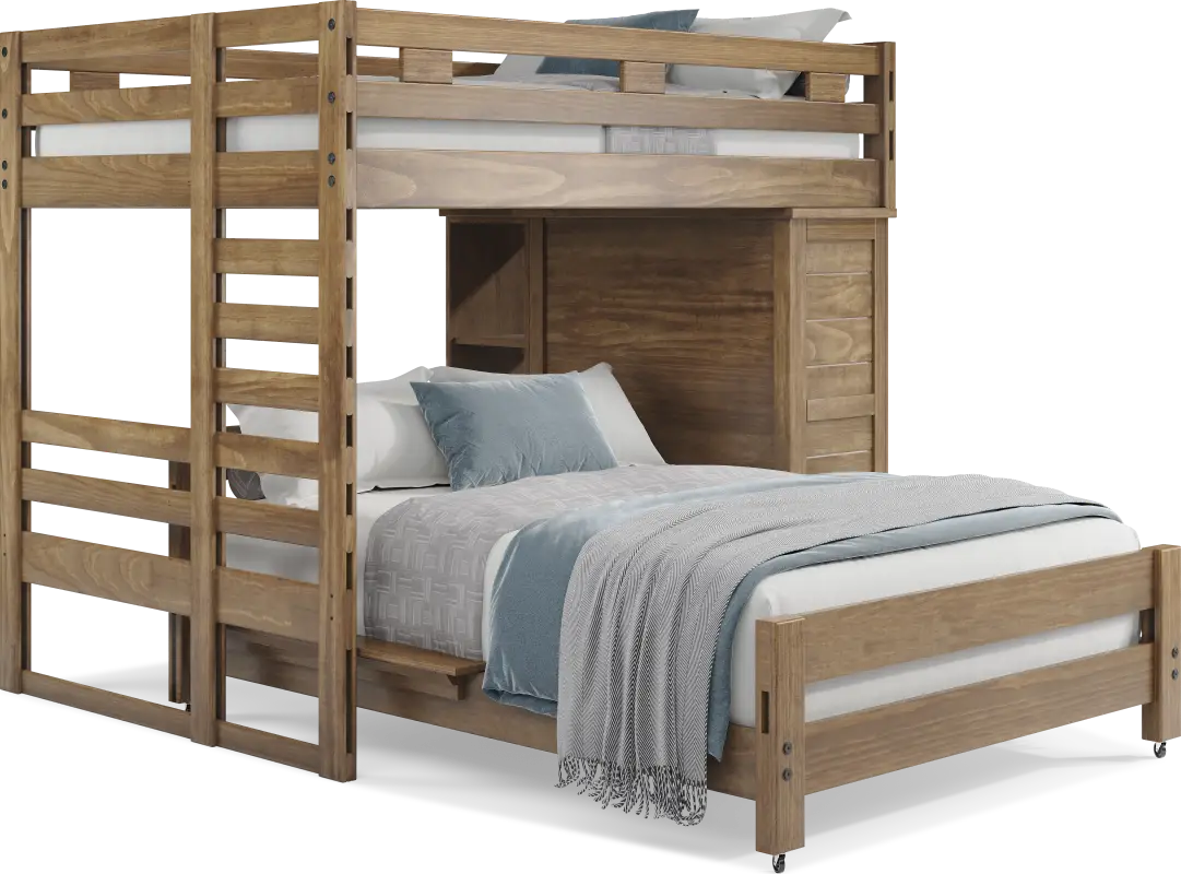 Kids Creekside 2.0 Chestnut Full/Full Loft with Loft Chest and Bookcase
