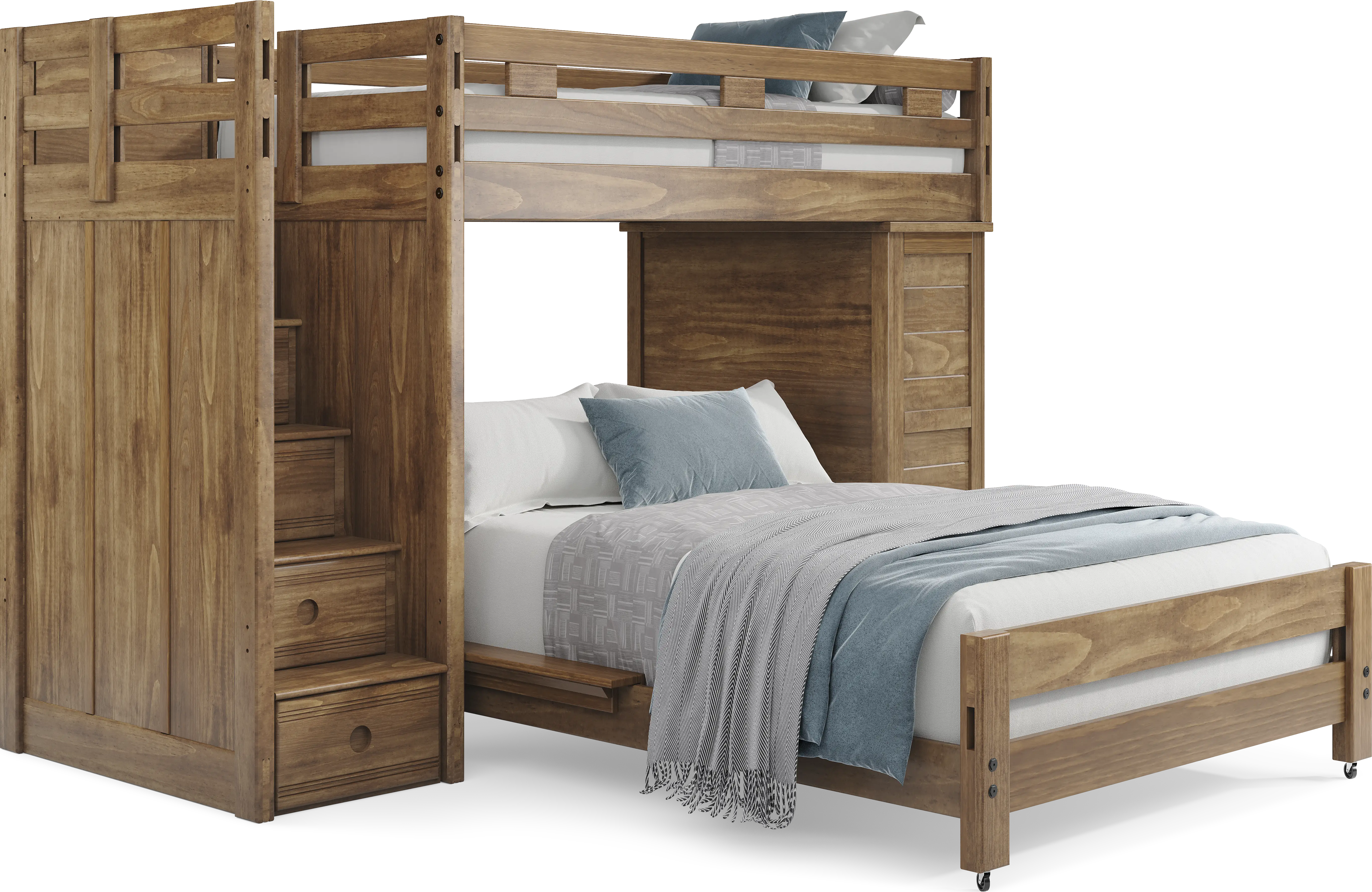 Kids Creekside 2.0 Chestnut Twin/Full Step Loft with Loft Chest - Thumbnail - Image 1