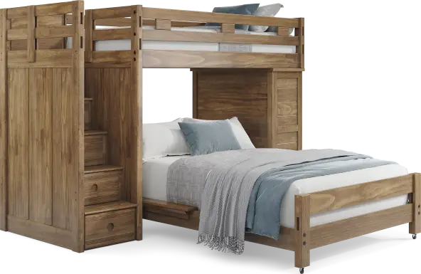 Kids Creekside 2.0 Chestnut Twin/Full Step Loft with Loft Chest