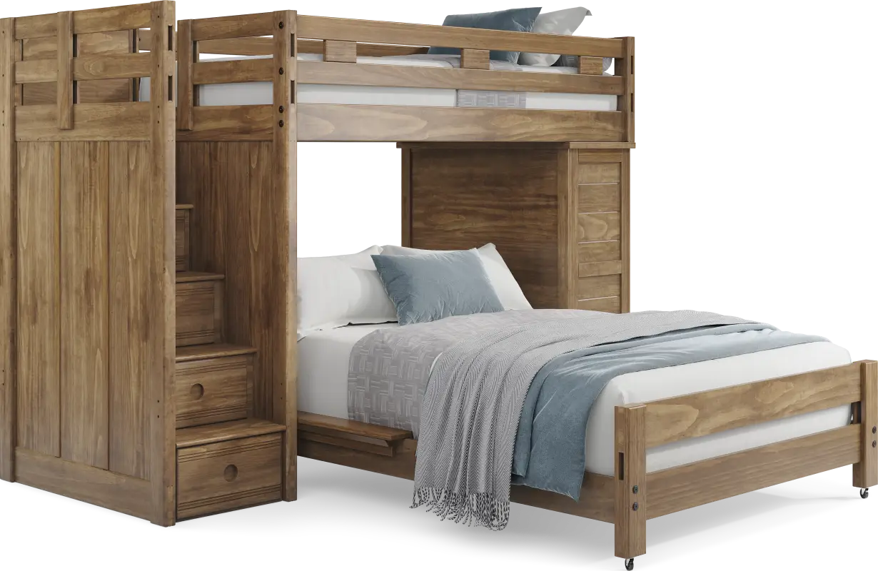 Kids Creekside 2.0 Chestnut Twin/Full Step Loft with Loft Chest