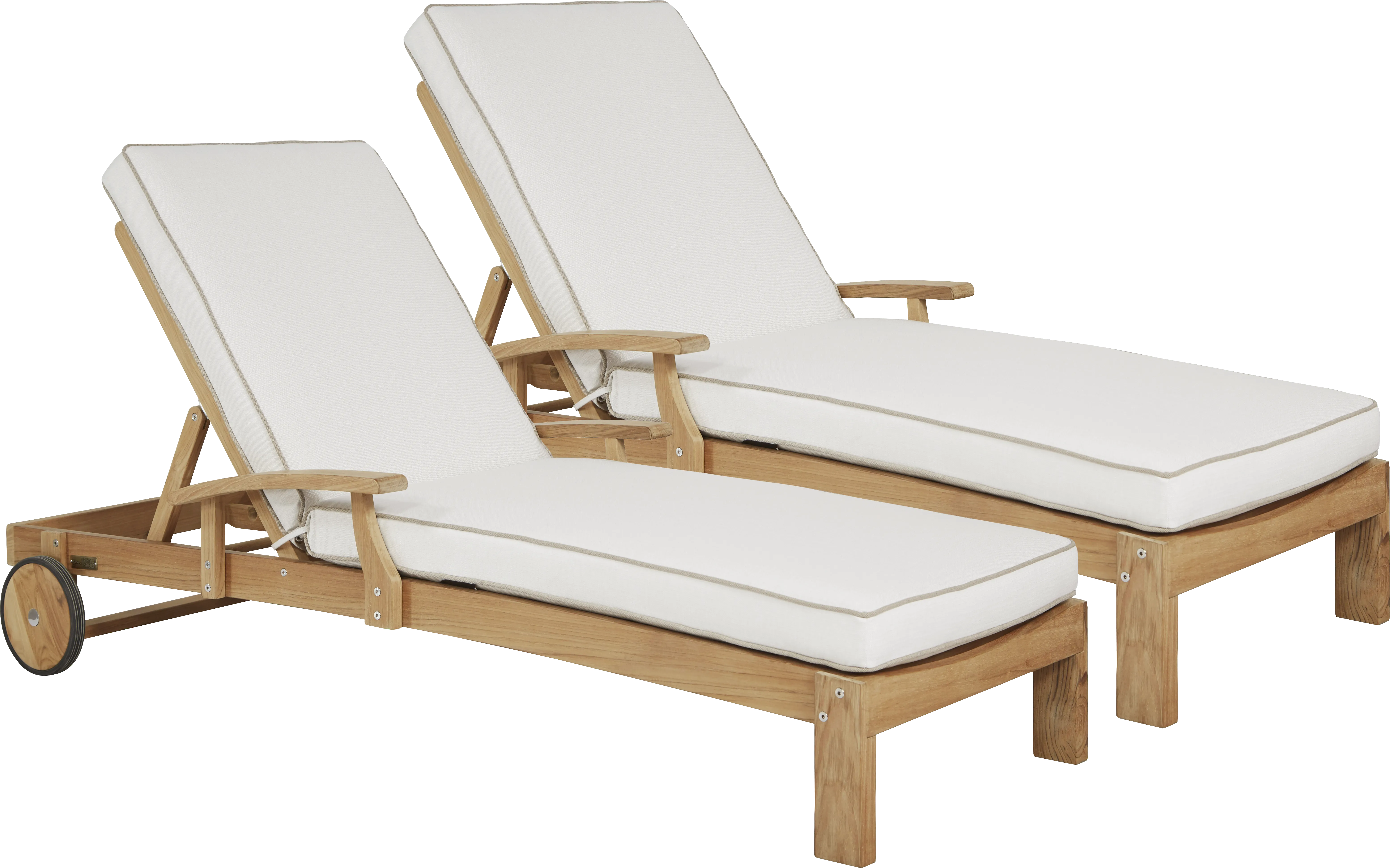 Pleasant Bay Teak Outdoor Chaise with Vapor Cushions, Set of 2 - Thumbnail - Image 1