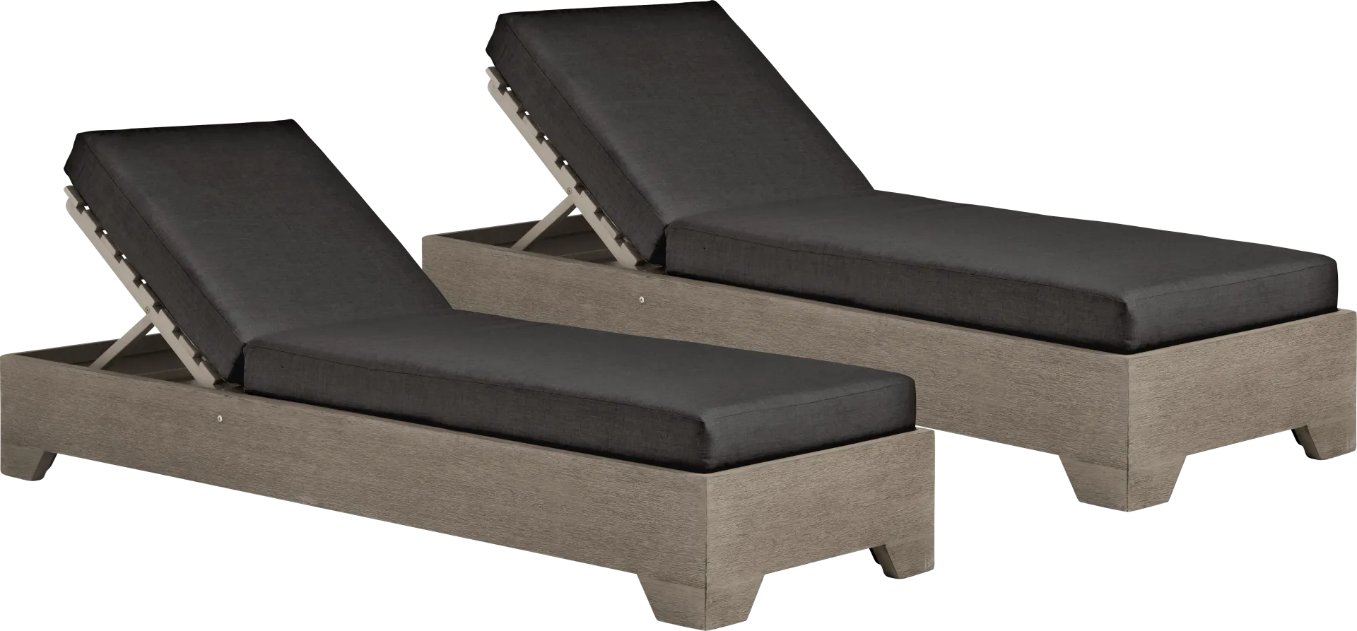 Lake Tahoe Gray Outdoor Chaise with Charcoal Cushions, Set of 2 - Image 1