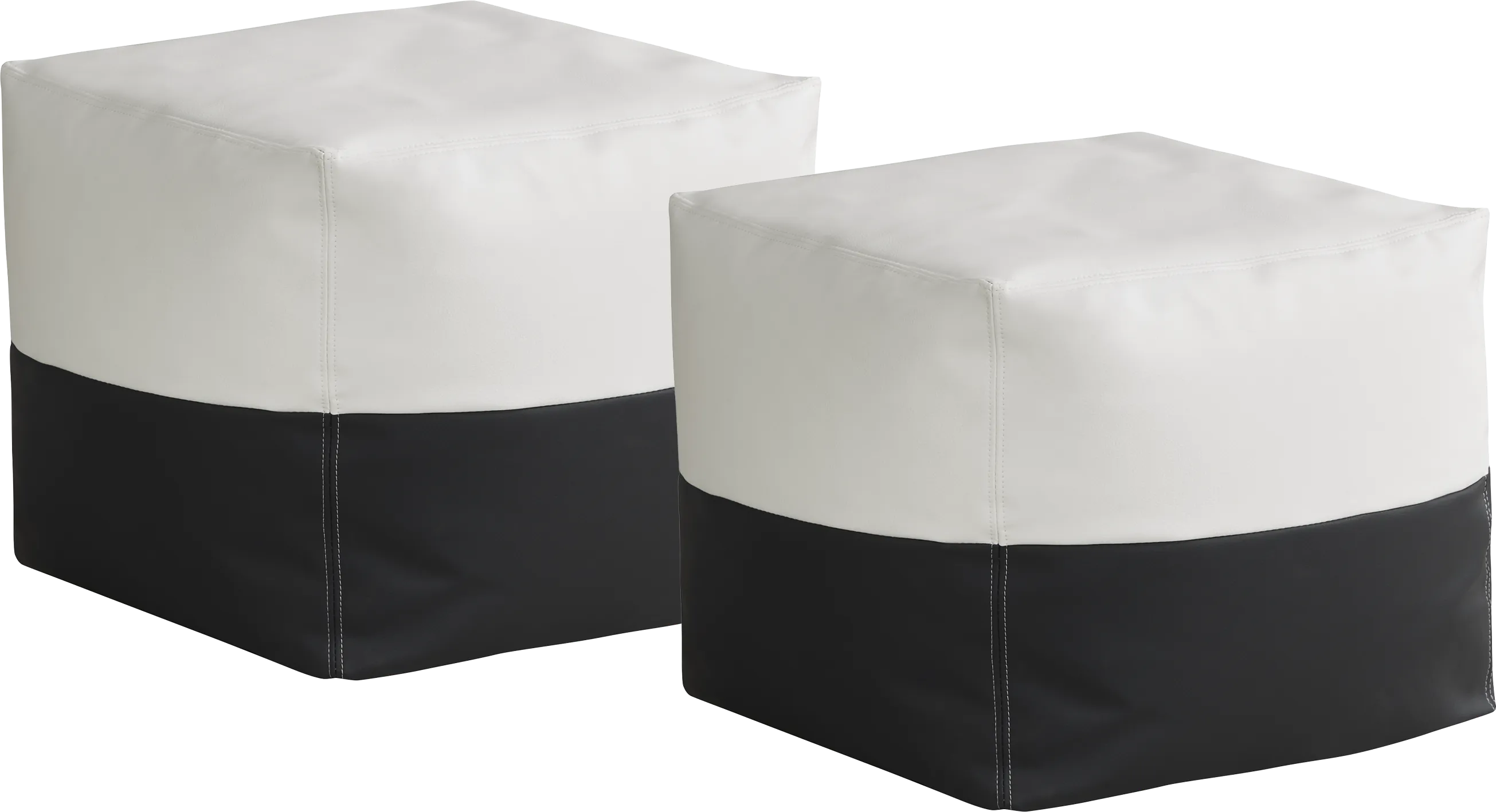 Pall Black Outdoor Pouf Ottomans (Set of 2) - Thumbnail - Image 1