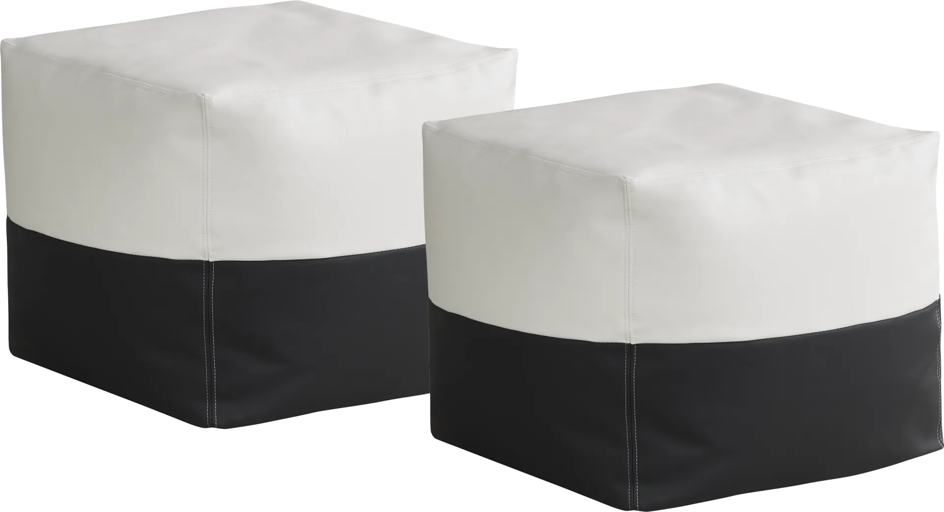Pall Black Outdoor Pouf Ottoman, Set of Two - Image 1