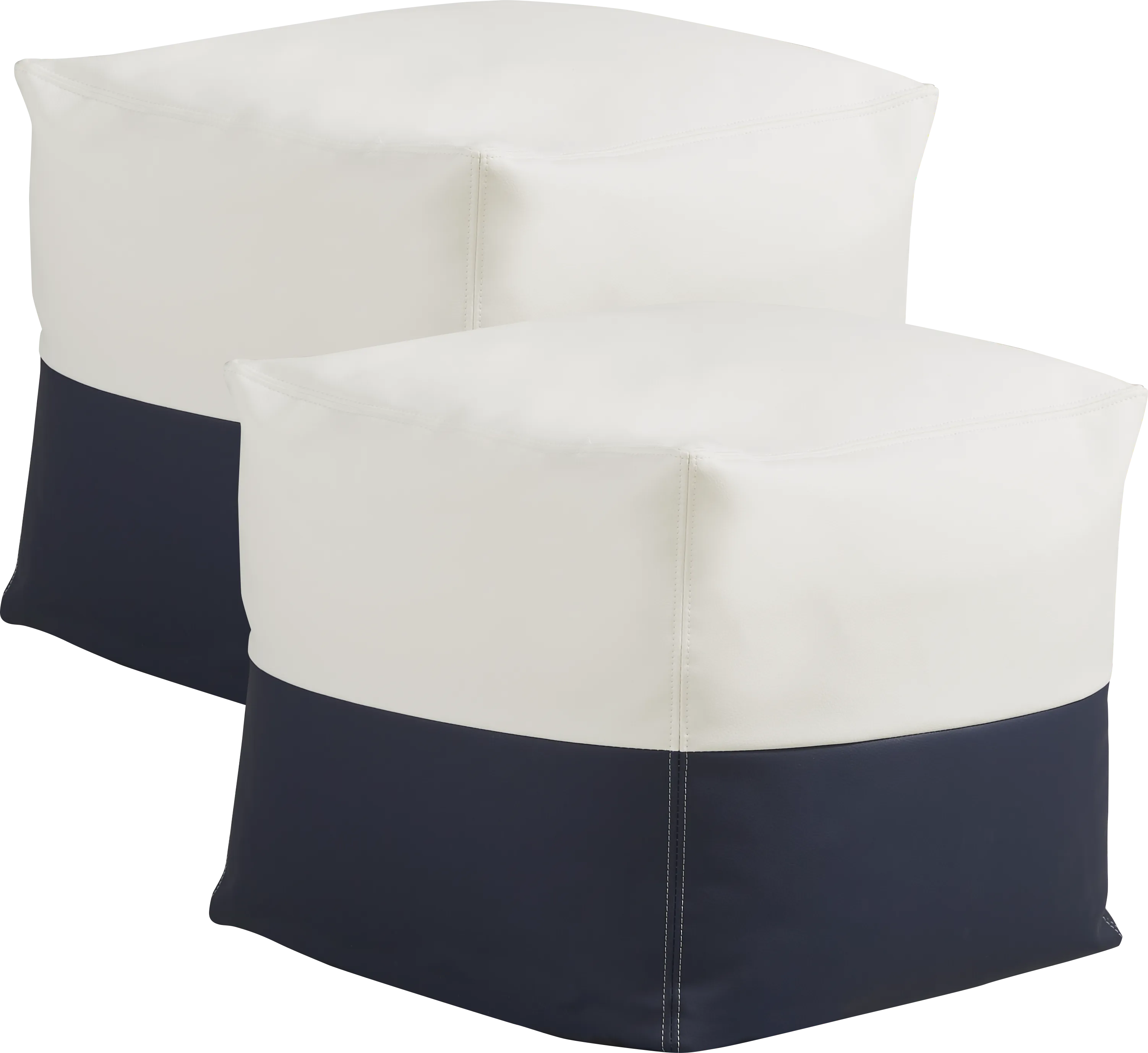 Pall Navy Outdoor Pouf Ottoman, Set of Two - Thumbnail - Image 1