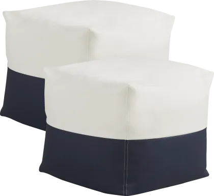 Pall Navy Outdoor Pouf Ottoman, Set of Two