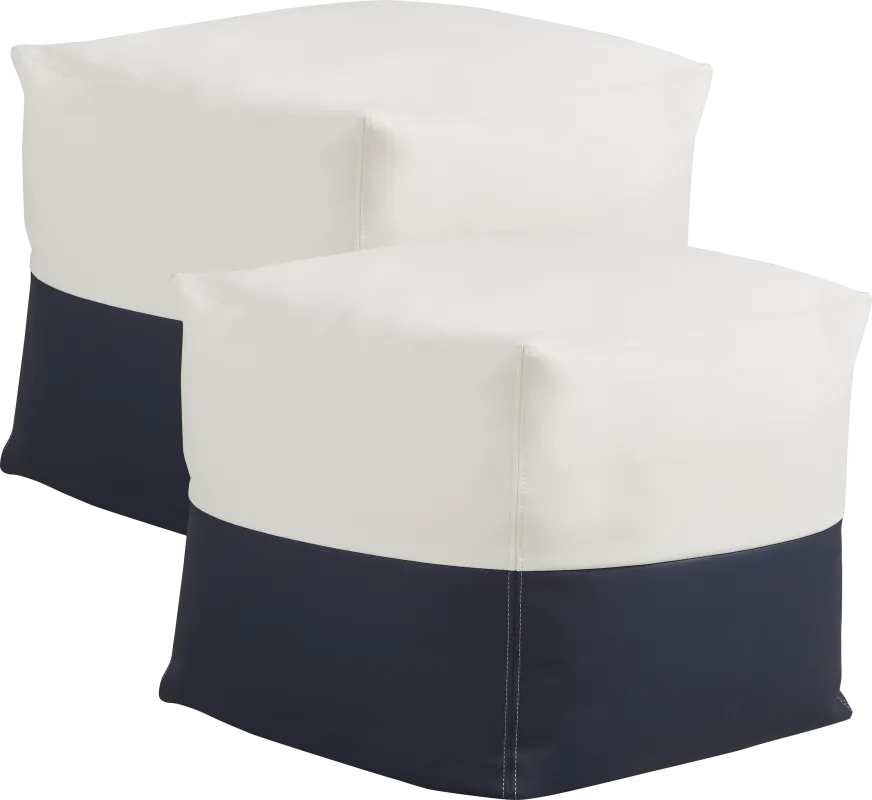 Pall Navy Outdoor Pouf Ottoman, Set of Two