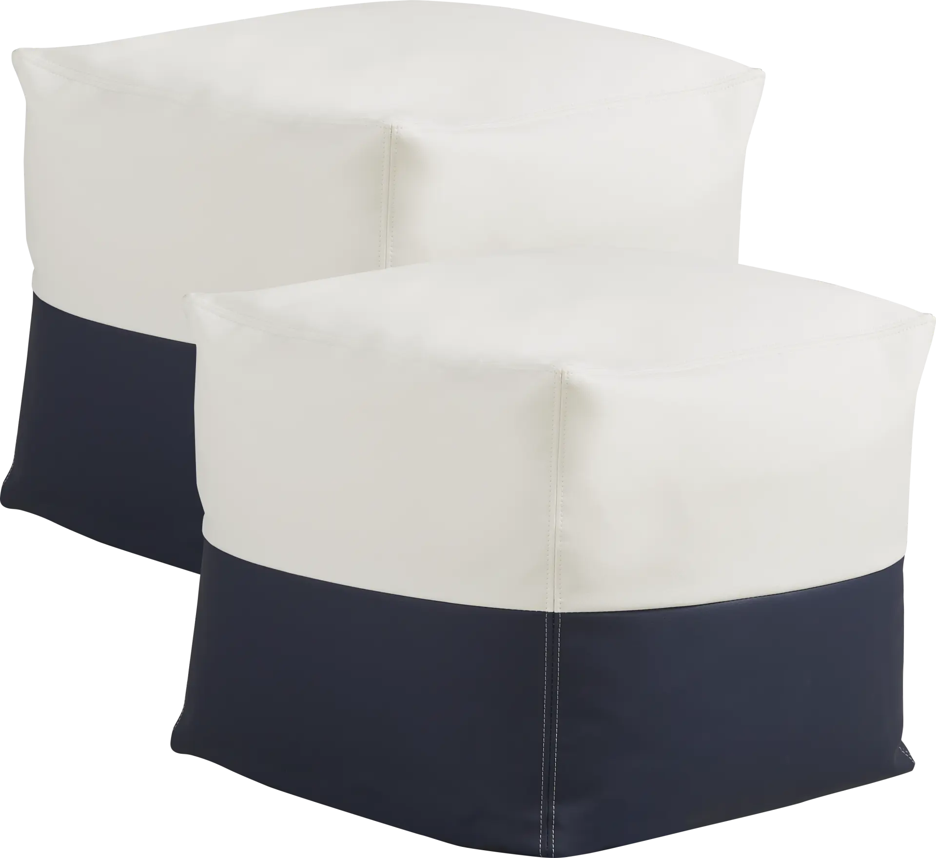 Pall Navy Outdoor Pouf Ottoman, Set of Two