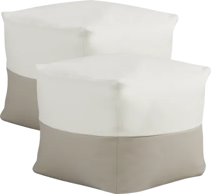Pall Taupe Outdoor Pouf Ottoman, Set of Two