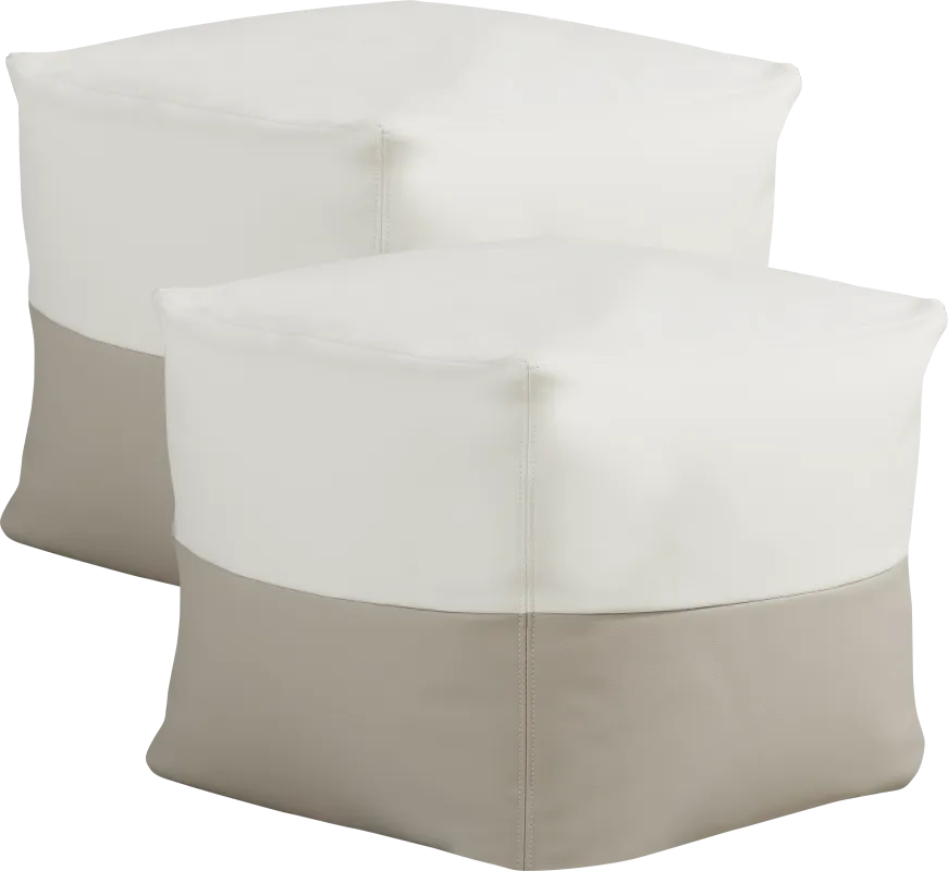 Pall Taupe Outdoor Pouf Ottoman, Set of Two