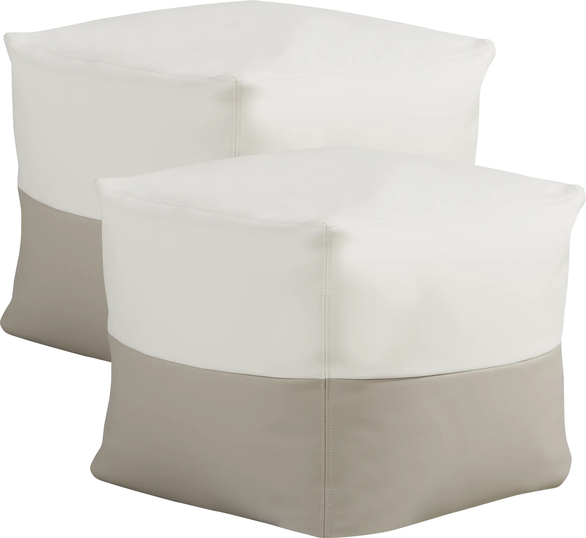 Pall Taupe Outdoor Pouf Ottoman, Set of Two