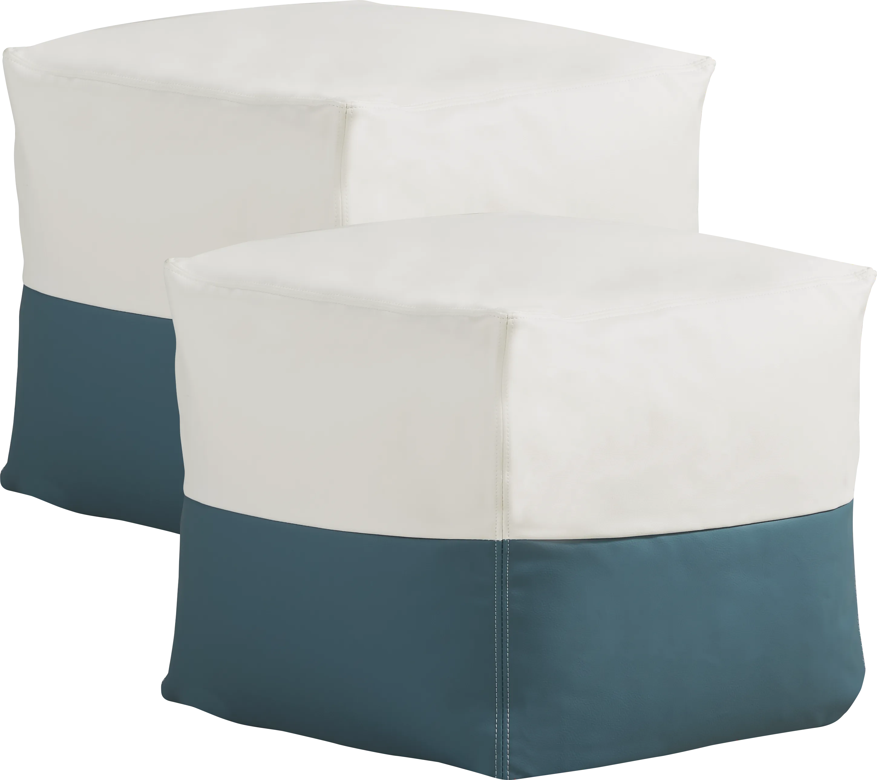 Pall Teal Outdoor Pouf Ottoman, Set of Two - Thumbnail - Image 1