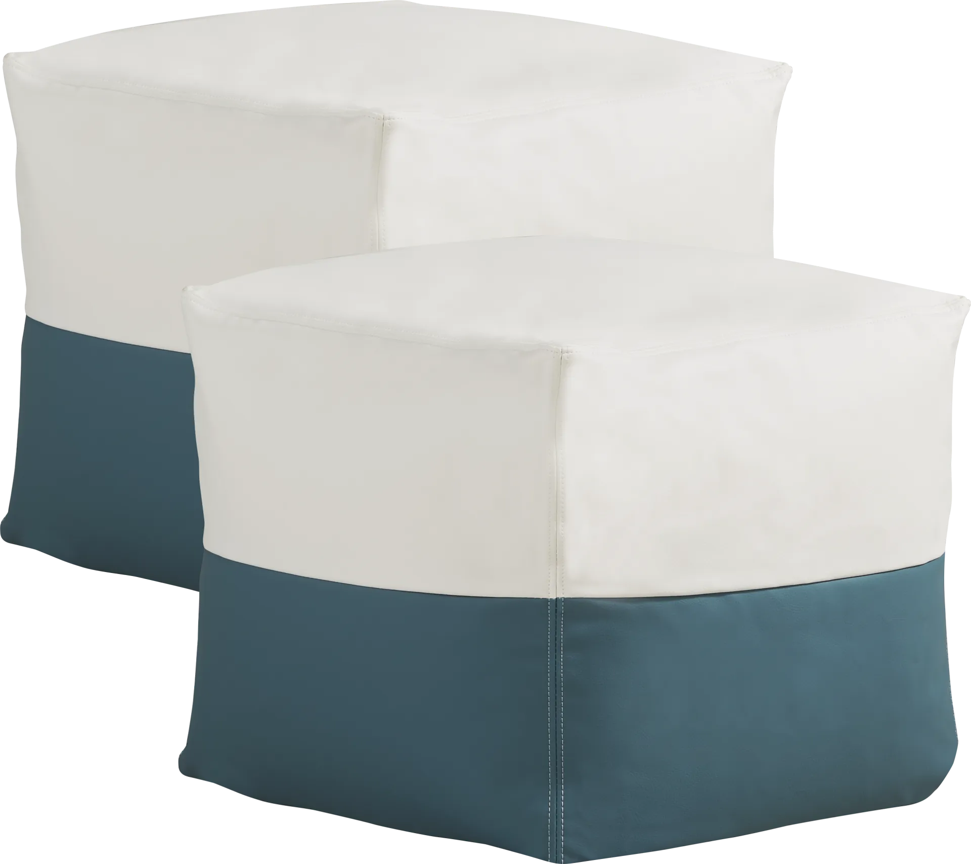 Pall Teal Outdoor Pouf Ottoman, Set of Two - Image 1