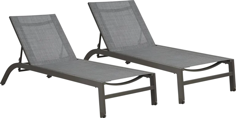 Ocean Tide Gray Outdoor Chaise, Set of 2