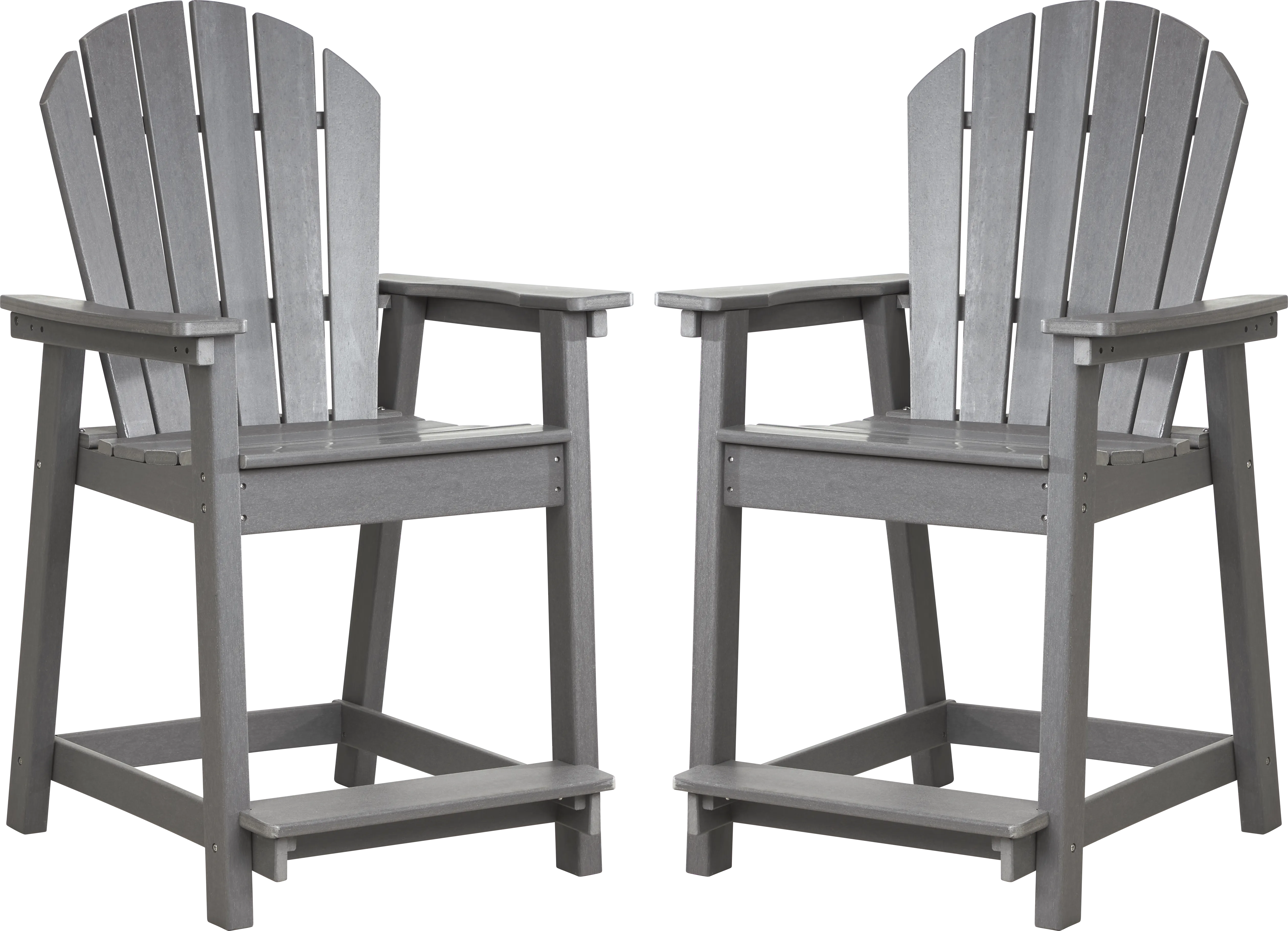 Addy Gray Outdoor Balcony Adirondack Stool, Set of 2 - Thumbnail - Image 1