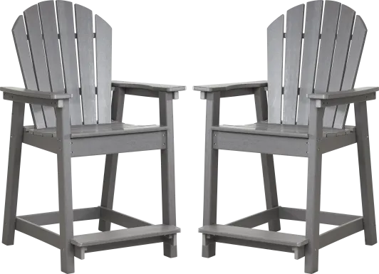 Addy Gray Outdoor Balcony Adirondack Stool, Set of 2