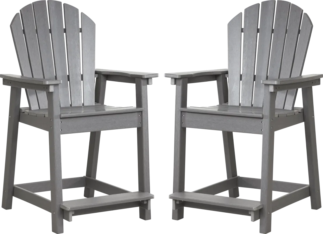 Addy Gray Outdoor Balcony Adirondack Stool, Set of 2