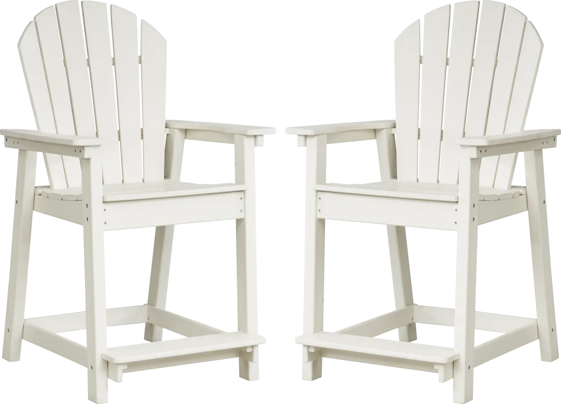Addy White Outdoor Balcony Adirondack Stool, Set of 2