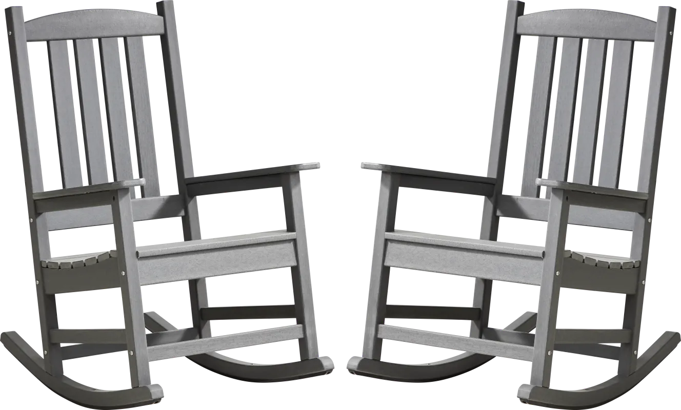 Brocky Gray Outdoor Rocking Chair, Set of Two