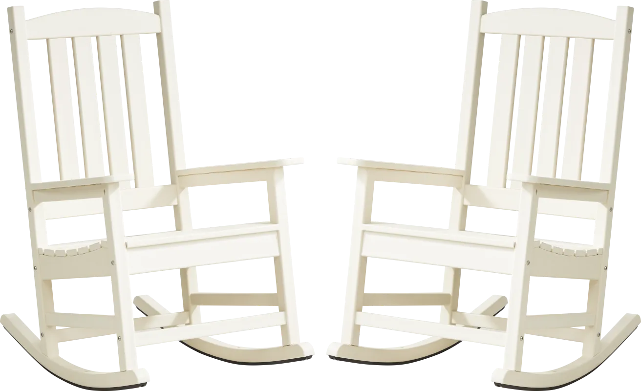 Brocky White Outdoor Rocking Chair, Set of Two