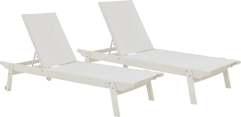 Eastlake Outdoor White Chaise, Set of 2