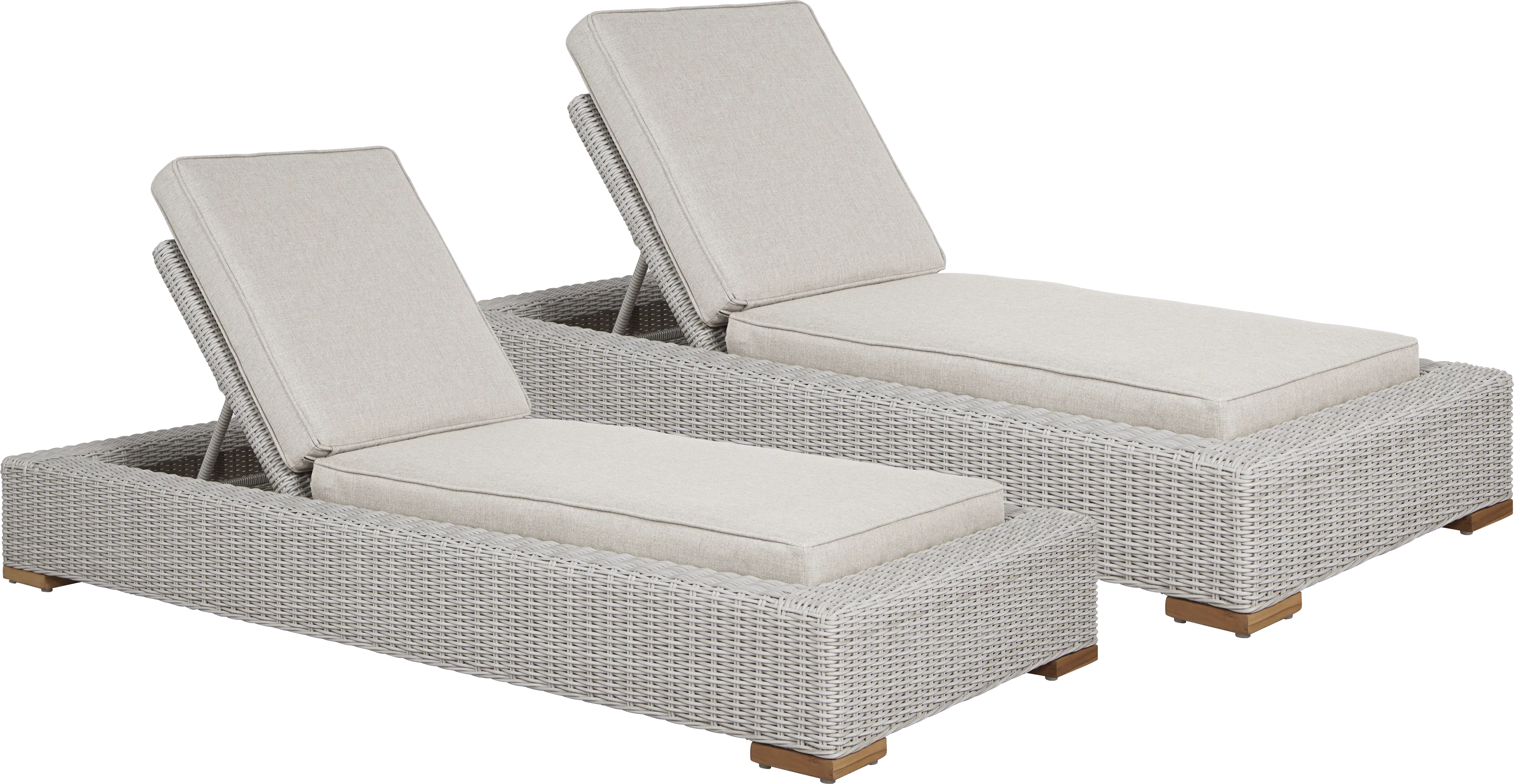 Patmos Gray Outdoor Chaise with Linen Cushions, Set of 2 - Thumbnail - Image 1