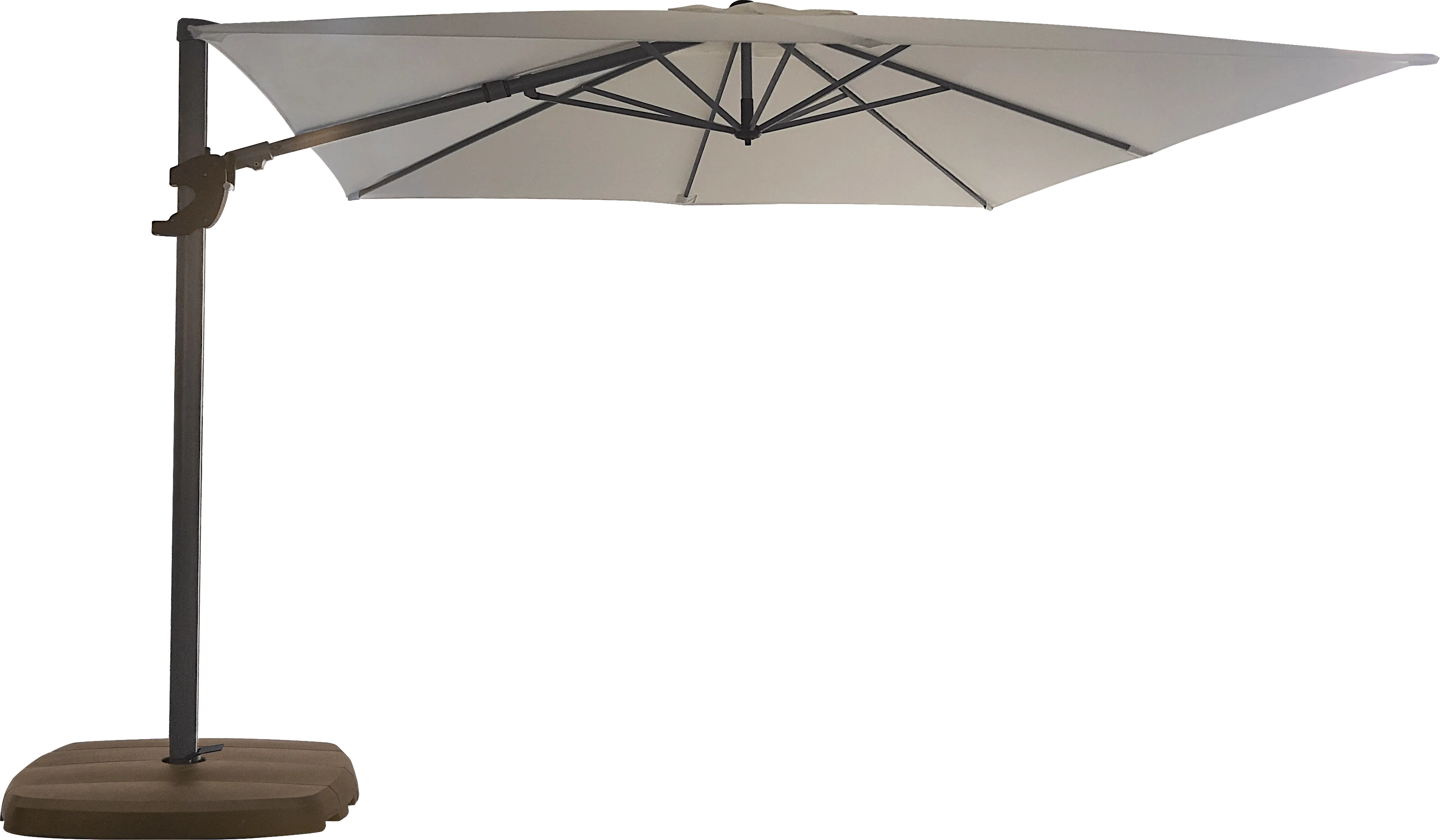 La Mesa Cove 10' Square Flax Outdoor Cantilever Umbrella with Base and Stand - Thumbnail - Image 1