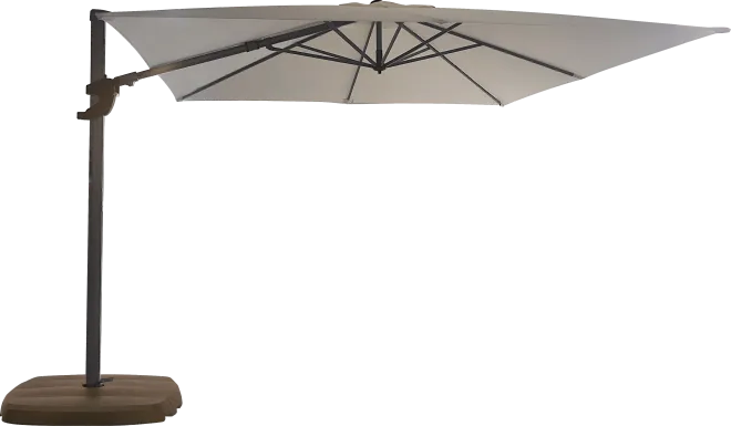 La Mesa Cove 10' Square Flax Outdoor Cantilever Umbrella with Base and Stand