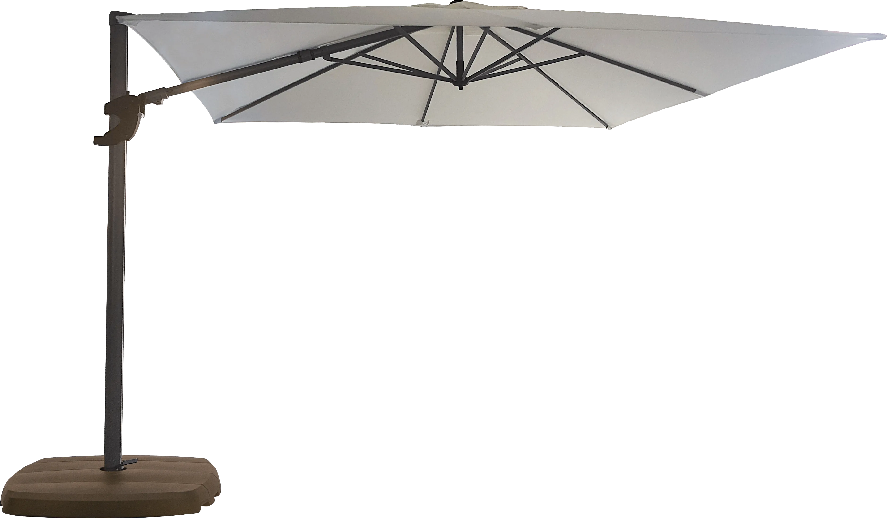 La Mesa Cove 10' Square Natural Outdoor Cantilever Umbrella with Base and Stand - Thumbnail - Image 1