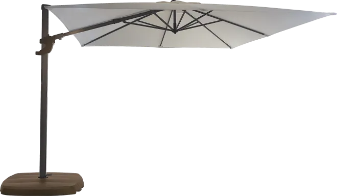 La Mesa Cove 10' Square Natural Outdoor Cantilever Umbrella with Base and Stand